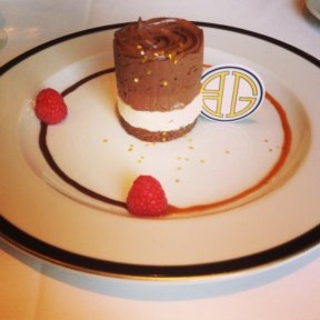 Gluten-free chocolate dessert from BG Restaurant at Bergdorf Goodman